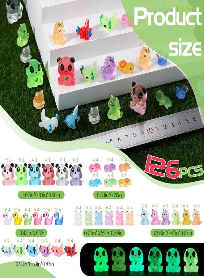 GGSTDDUP 126PCS Luminous Mini Resin Animals Glow in The Dark Duck Turtles Unicorn Frog Axolotl 5 Combination Sets for Garden Landscape Aquarium Potted Dollhouse - Image 2